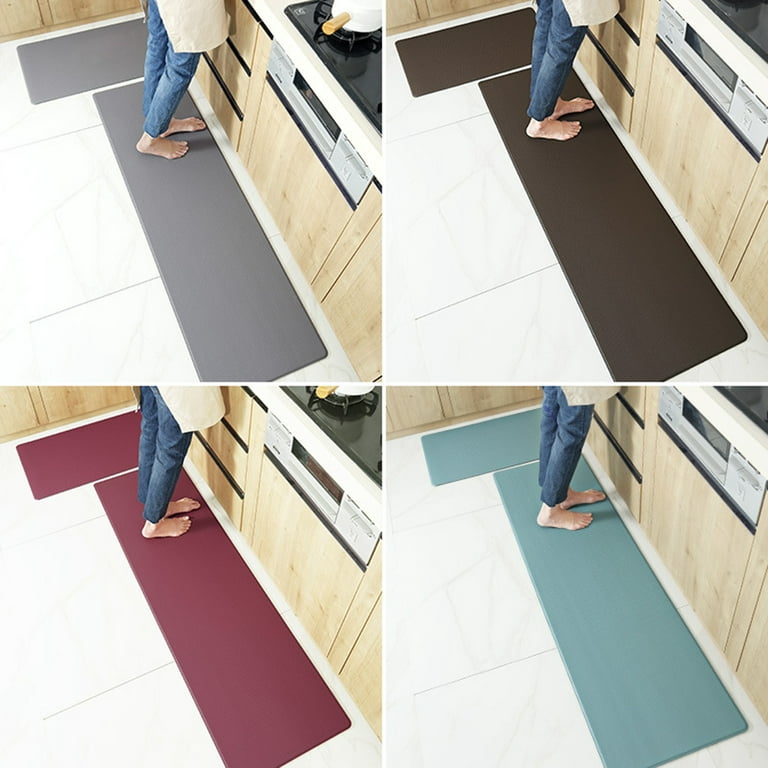 Long Kitchen Mat PU Leather Floor Mats Waterproof Oil Proof Non