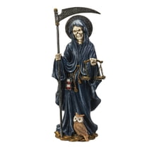 Pacific Trading Santa Muerte Blue Gown with Owl Figurine Death 10 Inch