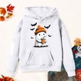 thumbnail image 6 of Staki Kids Girl Hooded Sweatshirt Graphic Letter Print Halloween Shirt Long Sleeve Pullover Tops(White,13-14 Years), 6 of 6