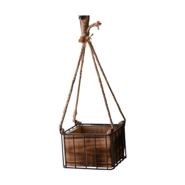 Cesta de flores colgante, estante para flores, decoración marrón, regalos, maceta colgante, arreglo floral para el hogar, verano, patio al aire libre,