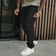 thumbnail image 4 of Mens Cargo Pants Elastic Waist Stretch Hiking Pants Lightweight Quick-Dry Windproof Workout Trousers With Multi Pockets, 4 of 9