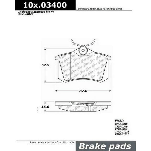 Centric Parts Disc Brake Pad P/N:103.03400