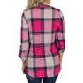 thumbnail image 4 of Okbop Peplum Tops for Women,Fashion Plaid Print Long Sleeve Breathable V-Neck Shirt Tops Work Blouse Neon Shirts for Women, 4 of 6