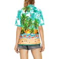 thumbnail image 2 of LA LEELA Button Down Shirt for Women Casual Summer Beach Party Blouse Shirt Hawaiian TShirts Short Sleeve Vacation Shirts Blouses for Women M Sea Flamingo, Autumn Green, 2 of 6