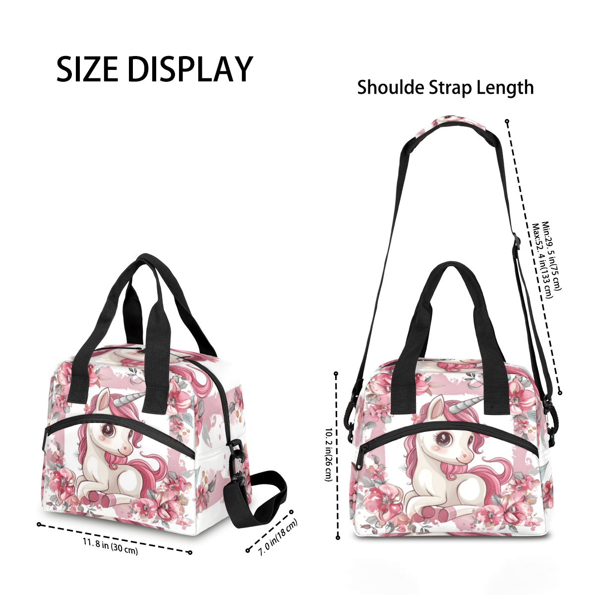 Herdesigns Cute Unicorn Floral Insulated Lunch Bag for Women Men Adults Large Reusable Lunch Box Leakproof Portable Cooler Tote Bags with Adjustable Shoulder Strap
