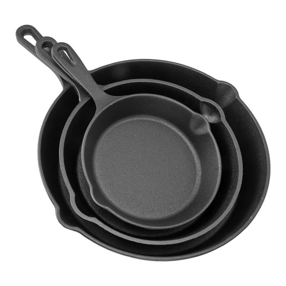 tebru 3 Piece Frying Pan Set Cast Iron Prevent Stick Multifunction Mini Fry Egg Pan with Handle for Home 16 20 25cm