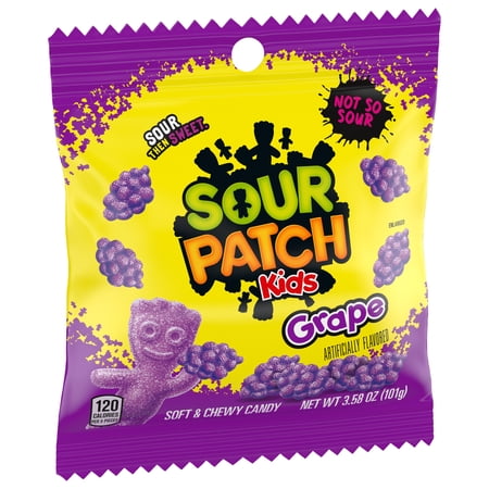SOUR PATCH KIDS GRAPE SOFT & CHEWY CANDY, 3.58 OZ
