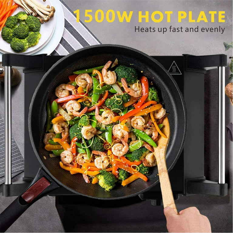 Techwood Hot Plate, Techwood Single Burner for Cooking, 1500W Countertop Electric Stove with Adjustable Temperature Stay Cool Handles, 7