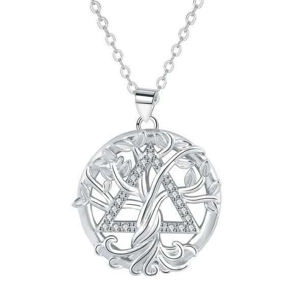 ICTPTOSL Tree Necklace 925 Sterling Silver Tree of Life Pendant Gemstone White Gold Plated Jewelry