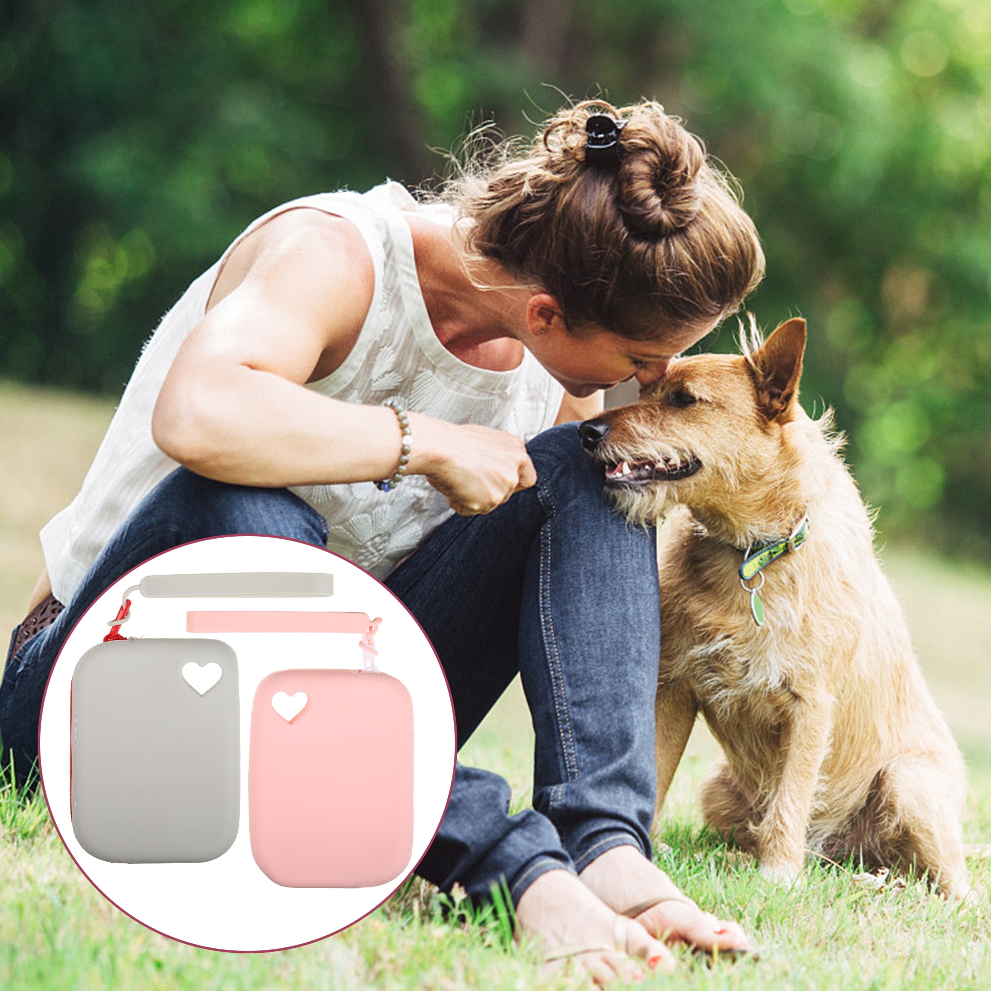fastboy 2x Convenient Dog Treat Pouch For Training And Outdoor Activities Non-toxic Silicone Dog Treat Pack Grey+Pink 1Set