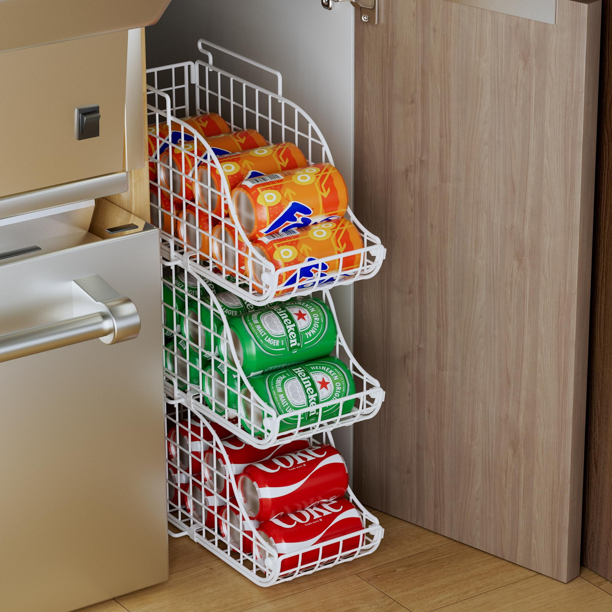 3-pack Soda Can Organizer For Pantry  Stackable Storage Canned Food Basket With Handles Kitchen Countertop Cabinet Pending