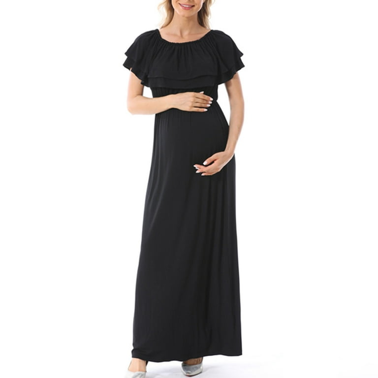 IROINNID Maternity Dress Bump Friendly Dress,Short Sleeve and  Off-The-Shoulder Maxi Classy Dress - Walmart.com