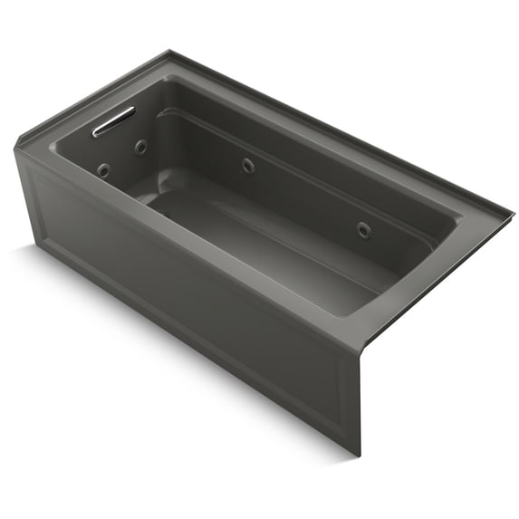 Kohler K-1949-La Archer 66" Three Wall Alcove Whirlpool Tub - Grey