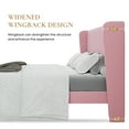 thumbnail image 4 of Sha Cerlin King Size Upholstered Platform Bed Frame with Velvet Channel Wingback Headboard, Pink, 4 of 9