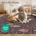 thumbnail image 4 of ODIKA 6'x9' Dark Purple Coral Burgundy Washable Area Rug Traditional Style Botanical Medallion Design With Intricate Scrollwork for Family Room, Living Mater Bedroom, Non-Slip, Easy Care, 4 of 7