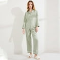 thumbnail image 4 of Women's Pajama Sets – Lightweight Cotton Loungewear, Comfortable Sleepwear for Hot Nights Women's Satin Solid Long Sleeve Pajama Set Comfort Loungewear, 4 of 5