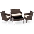 thumbnail image 5 of Gasee 4PCS Patio Rattan Conversation Furniture Set Outdoor Brown/Beige Cushion, 5 of 8