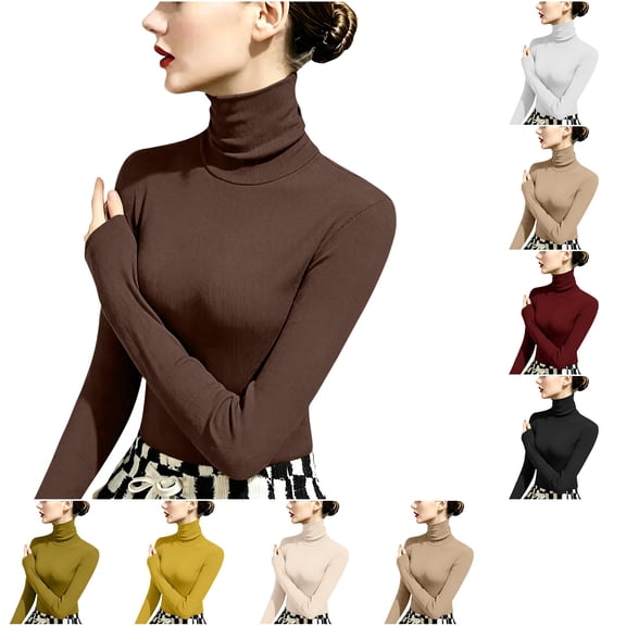 Kamentoy Womens Long Sleeve Shirts Basic Turtleneck Ribbed Thermal Underwear Tops | Slim Fit Base Layers Tee, Tight Undershirts, Going Out T-shirts