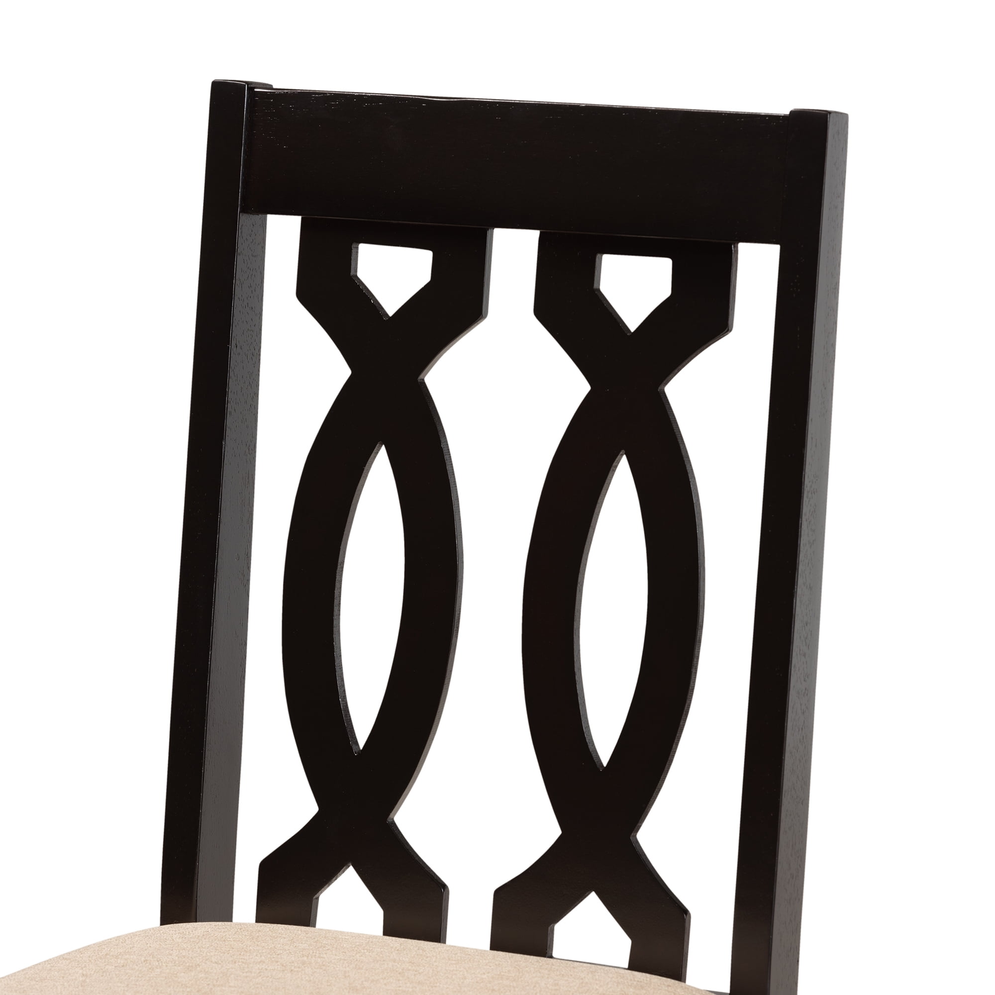 Baxton Studio Cherese Modern and Contemporary Sand Fabric Upholstered and Dark Brown Finished Wood 7-Piece Dining Set