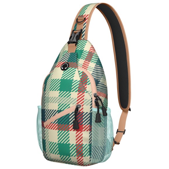 Sac à Dos de Voyage à Carreaux Vintage, Sac Bandoulière Léger et Durable avec Motif Rétro à Carreaux Buffalo et Marocain pour Aventures en Plein Air