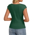 thumbnail image 5 of Womens 2026 Spring Short Sleeve Tops Dressy Casual Crew Neck Peplum Shirts Trendy Tunic Blouses with Knot Dark Green XL, 5 of 5