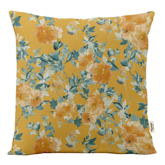 Vargottam Luxury, Printed Mustard Yellow CushionCovers,Decorative PillowCovers,SquareThrow Pillowcase -12x12Inches