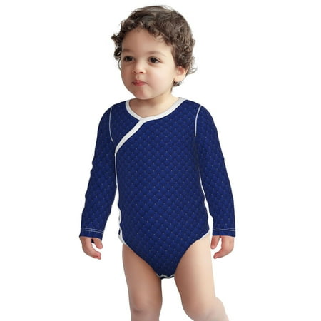 

Haiem Navy Blue Printed Unisex-Baby Long Sleeve Onesies Bodysuits Unisex Babies Snap-Up Rompers-18 Months