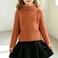 thumbnail image 2 of hotojiny Girls Turtleneck Sweater Long Sleeve Thermal Fall Winter Shirts Ribbed Knit Tops Casual Basic Layering Kids Outfit(Orange,11-12 Years), 2 of 6