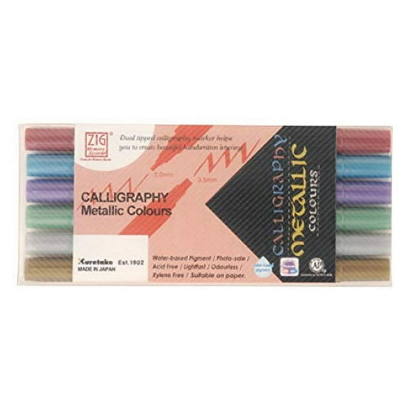 Kuretake water-based pen ZIG MS calligraphy metallic colors 6 colors MS-8400/6V