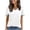 White, variant on Women's Tops V Neck Foil Trim Short Sleeve Solid Casual Blouses Date Night Style Soft Stretchy Loose Fit Shirts Gift