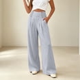 thumbnail image 5 of Bloomae Women's Casual Wide Leg Pants Smocked Elastic High Waist Chic Button Decoration Palazzo Lounge Trousers Loose Comfy Work Business Pants with Pockets, 5 of 6