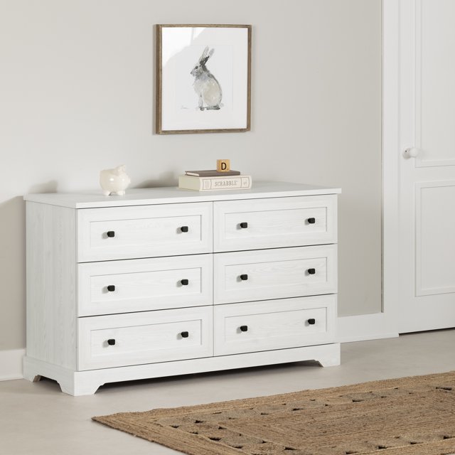 Commode 6 tiroirs pour Enfants, fini Pin blanc, collection Hazen de Meubles South Shore