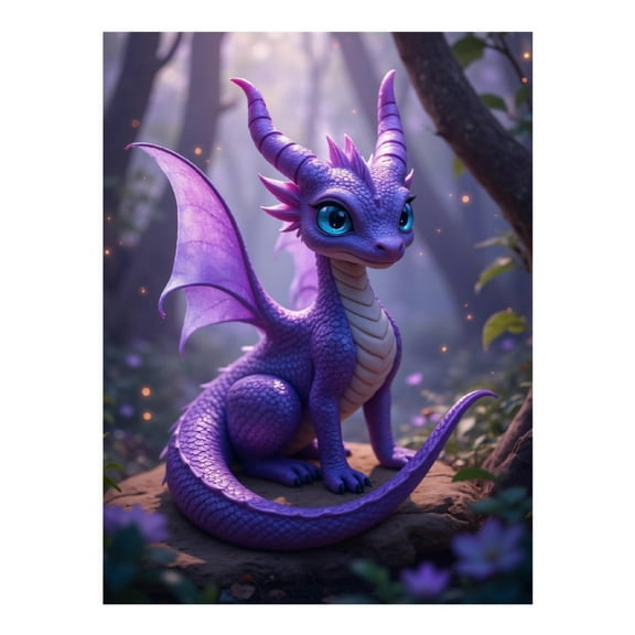 Diamond Art Kit for Adults, Purple Dragon Forest Scene Diamond Painting for Adults Beginners, DIY Diamond Art Painting Kits, 5D Diamond Painting Crafts for Home Decor 12x16 Frameless