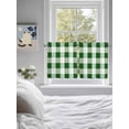 thumbnail image 4 of Green White Buffalo Check Half Window Curtains 24 Inches Long, Farmhouse Plaid Modern Geometric Window Treatment Curtain Drapes, Short Curtains Tiers for Kitchen Over Sink, 27.5"x24", 2 Panels, 4 of 7