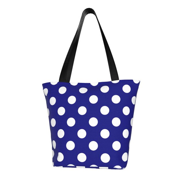 Balery Navy And White Polka Dot Bolsa de Hombro con Diseño, Bolsa Grande y Duradera, Bolsa Versátil para Compras