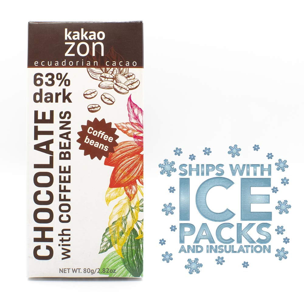 KakaoZon Dark Chocolate Bars 63 Dark Chocolate with Coffee Beans