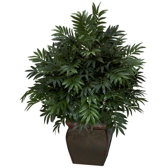 Nearly Natural 43" Triple Bamboo Palm Artificial Plant with Decorative Brown Planter