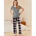 thumbnail image 6 of Avidlove Women's Pajama Set 2 Piece Short Sleeve Pj Tops with Long Plaid Pajama Pants Ladies Casual Loose Lounge Set Sleepwear, 6 of 6