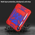 thumbnail image 4 of ELEHOLD Hybrid Rugged Case for iPad 10th Generation 10.9" 2022, Heavy Duty Shockproof Case with Hidden Foldable Kickstand Adjustable Crossbody Shoulder Strap Pencil Holder,Red+Blue, 4 of 7