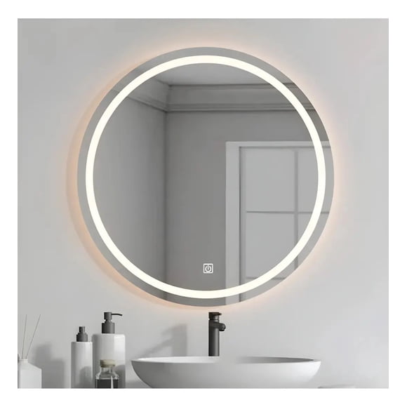 Espejo Circular Inteligente 45 cm con Luz LED Frontal - Diseño Moderno para Baño o Habitación con Botón Touch