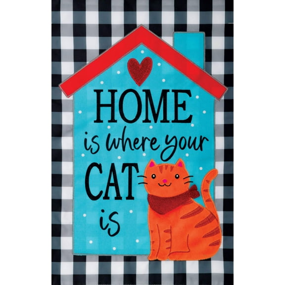 Home Cat Applique 4658 Decorative Flag