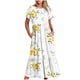 thumbnail image 1 of Puntoco Vestido Midi De Moda Para Mujer Vestido Con Cuello Redondo Y Manga Corta Con Doble Bolsillo Y Estampado Floral Blanco L,Regalos Para Mujer Joven, 1 of 4