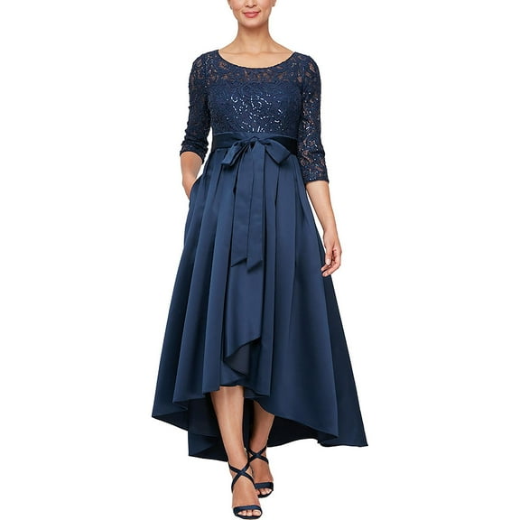 Alex Evenings Womens Lace Sequined Evening Dress