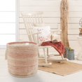 thumbnail image 5 of Laddha Home Designs 19" Coral and White Geometric Handmade Storage Basket, 5 of 7