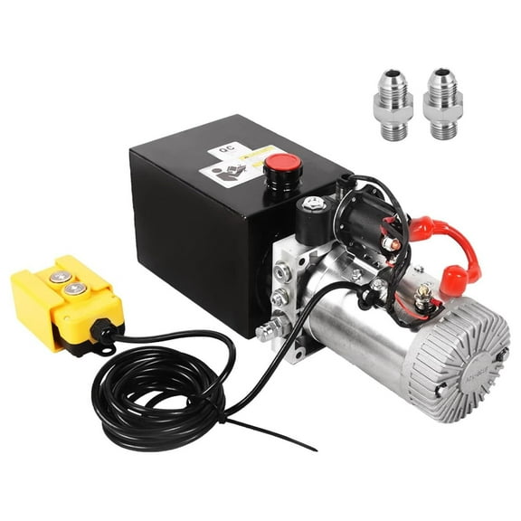 Hydraulic Pump 12V DC 3200 PSI 4 Quart - Dump Trailer Power Unit, Single Acting, Metal Reservoir, for Car Lifts & Platforms