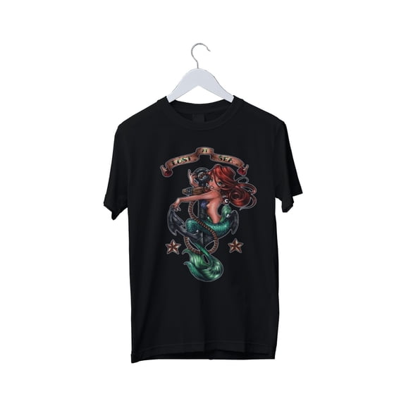 Mermaid Tattoo Retro Style Fantasy Graphic Print T-Shirt Mens S M L XL 2 3 4 XL
