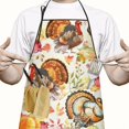 thumbnail image 2 of Happy Thanksgiving Turkey Fall Leaves Pumpkin Apron-Garden Aprons for Women with Pockets-Cotton Linen Waterproof Kitchen Cooking Gardening Aprons Adjustable for Kitchen,Cooking,BBQ and Salon 33"x27", 2 of 7