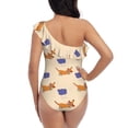 thumbnail image 6 of Yiaed Dachshund Print Women One Piece Swimsuits Tummy Control One Shoulder Bathing Suits Pattern Ruffle Swimwear-Medium, 6 of 8