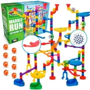 Marble Genius Marble Run - Maze Track or Race Game for Adults, Teens, Toddlers, or Kids Aged 4-8 years old, 300 Complete Pieces (118 Translucent Marbulous Pieces + 119 Glass-Marble Set), Extreme Set