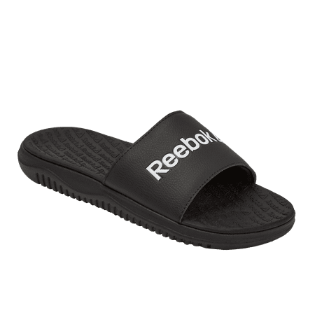 Reebok Women's Dual Density Slip-On Slides, Black and White